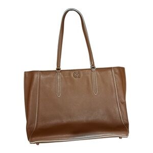 Cole Haan Brown Pebbled Leather Work Tote Laptop Shoulder Bag